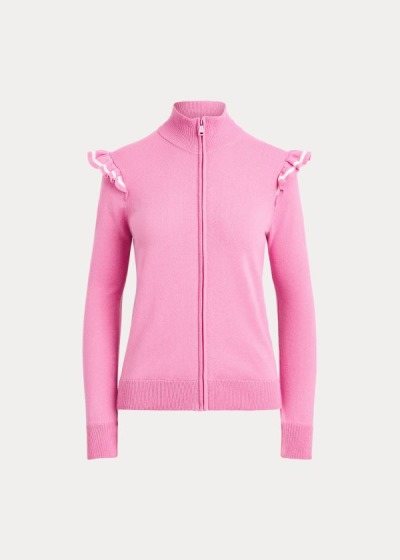 Women's Ralph Lauren Ruffle-Trim Zip Golf Sweater | 706432LRF